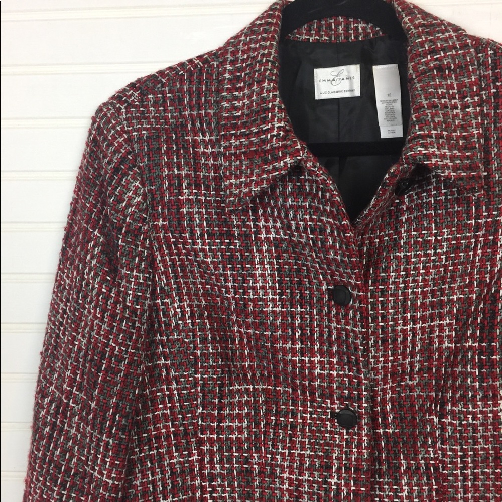 Emma James Red Gray Tweed Blazer size 12